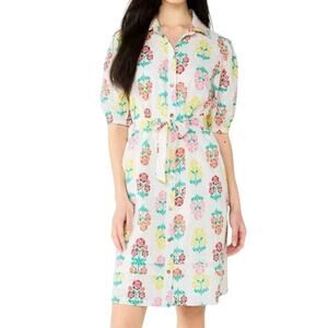 Draper James RSVP Short Sleeve Floral Eyelet Shirt Dress NWT